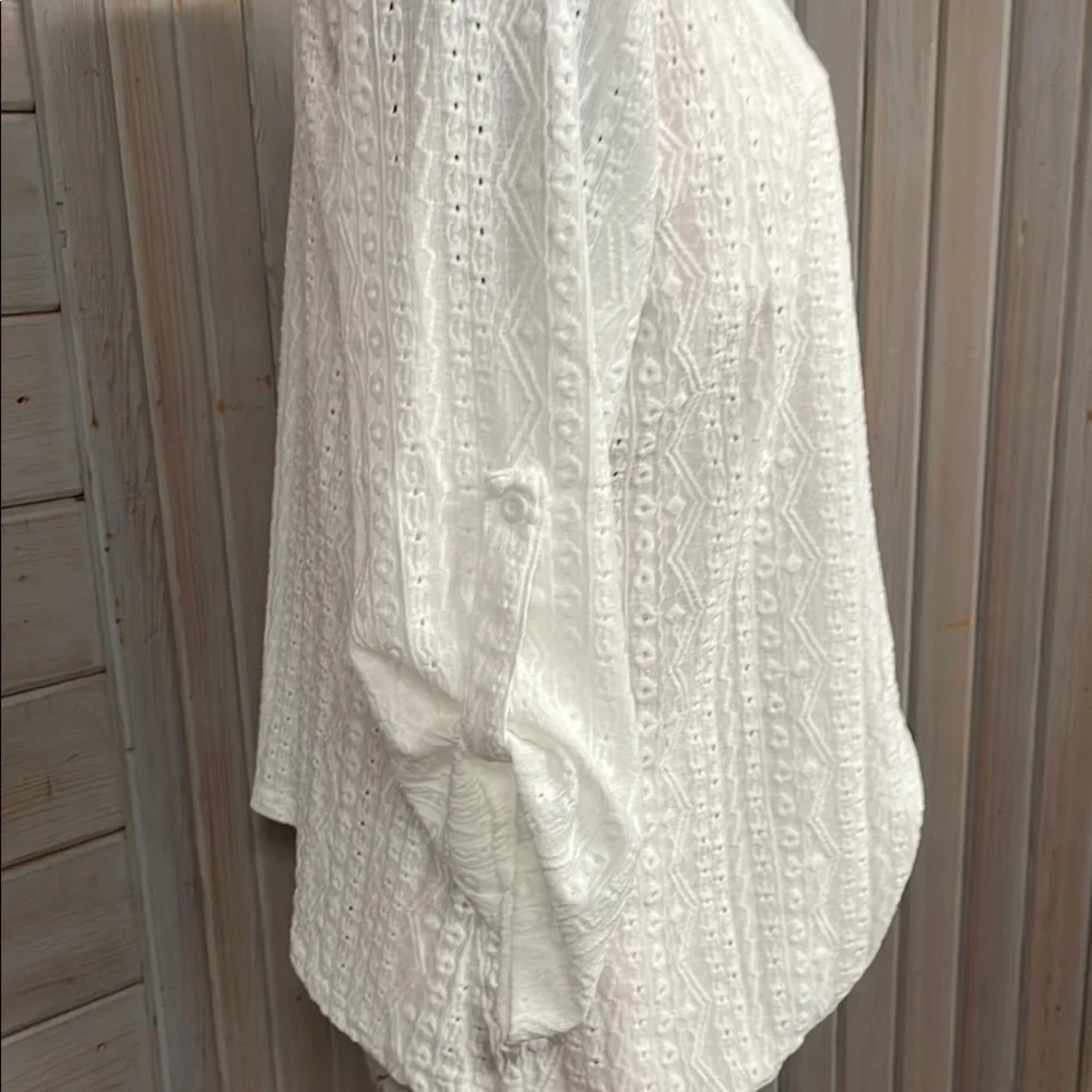 White Knit Cardigan with Waterfall Front - Picture 2 of 5